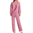 thumbnail image 3 of felwors Womens 2 Piece Outfits 2025 Fall Long Sleeve Sweatshirt Wide Leg Pants Lounge Sets Winter Sweatsuits Matching Tracksuit Red, L, 3 of 5