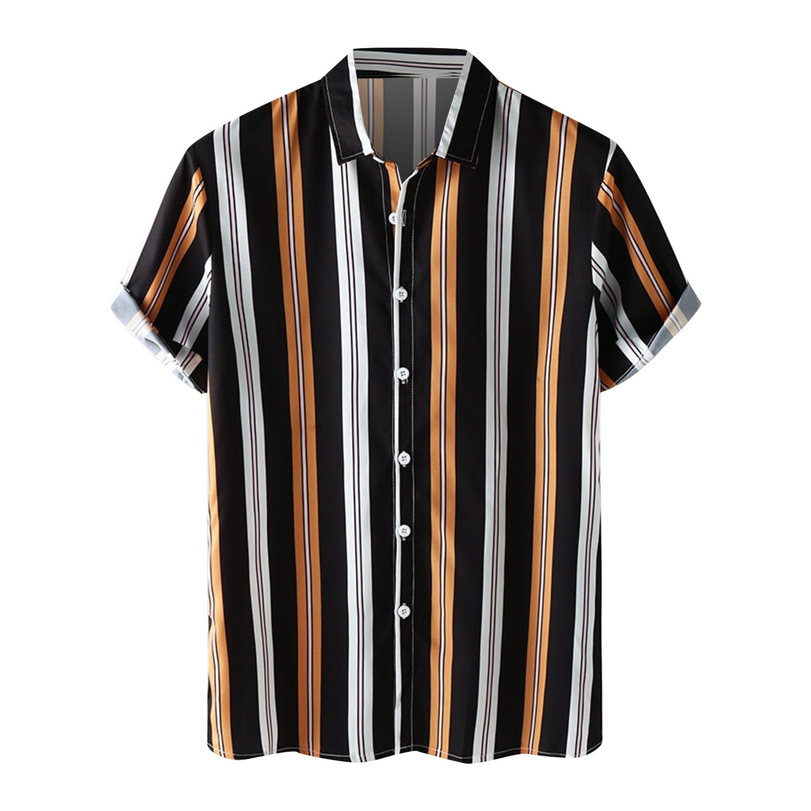 Hawaiian Shirts for Men Short Sleeve Regular Fit Mens stripe Shirts Summer Button Down Beach