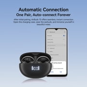 Blackview Open Earbuds,Wireless Earbuds with Digital Display Charging Case,Bluetooth 5.4,IPX7,Lightweight Comfort,Clip On Earbuds for Workout/Running,Black