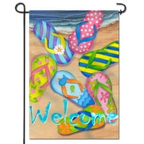 Anley Flip Flops on Summer Beach Welcome Decorative Garden Flags Double Sided  - 18 x 12.5 Inch