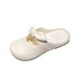 thumbnail image 2 of Quaouag Women's Bow Flat Slides Mules EVA Uppers Solid Color Closed Toe Integral EVA Material Summer Shoes Casual Outdoor Beach EVA Sole Non Slip Sandals Lightweight Comfy, 2 of 5