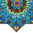 thumbnail image 3 of River of Goods  24-inch Tiffany-style Stained Glass Peacock Star Window Panel - 24"L x 0.25"W x 24"H, 3 of 7