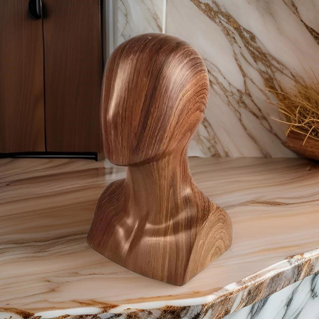 Tizuqe Professional Hat and Wigs Store Display Mannequin Head with Wood Grains Effect