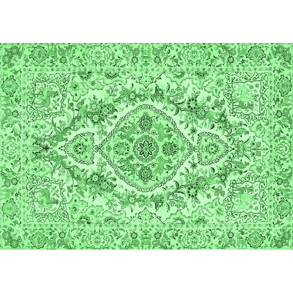 Ahgly Company Indoor Rectangle Medallion Emerald Green Traditional Area Rugs, 2' x 3'