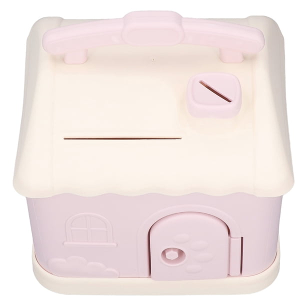Alcancía para niñas, alcancía rosa con forma de casa, alcancía rosa con forma de casa, elaborada por expertos