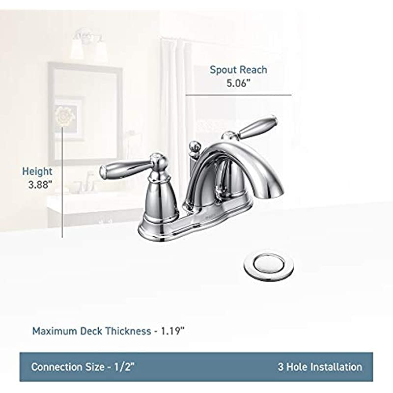 日本未入荷 さくら機電Moen Brantford Oil Rubbed Bronze Two-Handle Low Arc Centerset Bathroom  Faucet with Drain Assembly, 6610ORB