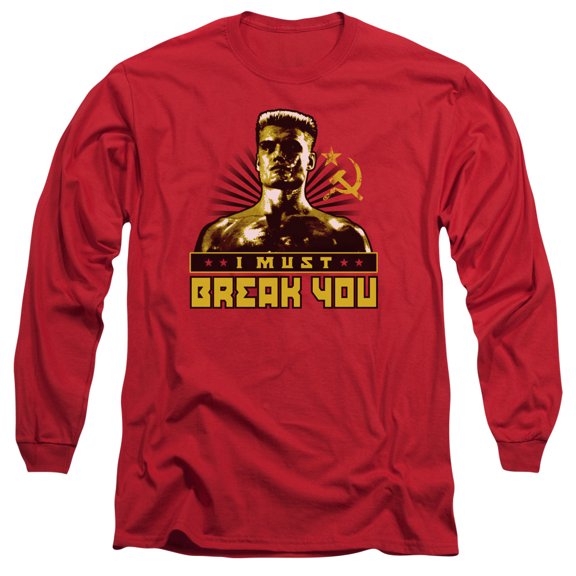 Rocky Iv I Must Break You Long Sleeve Adult 18/1 T-Shirt Red