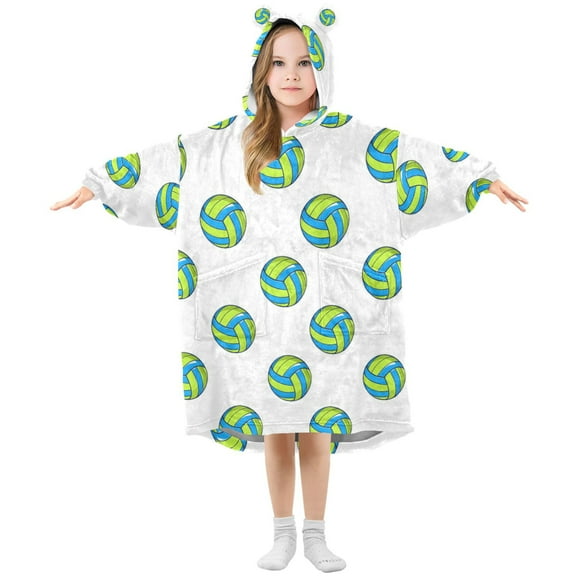joogoo Wearable Blanket Volleyball Green Hoodie for Oversized Sherpa Hooded 3-14 YR M