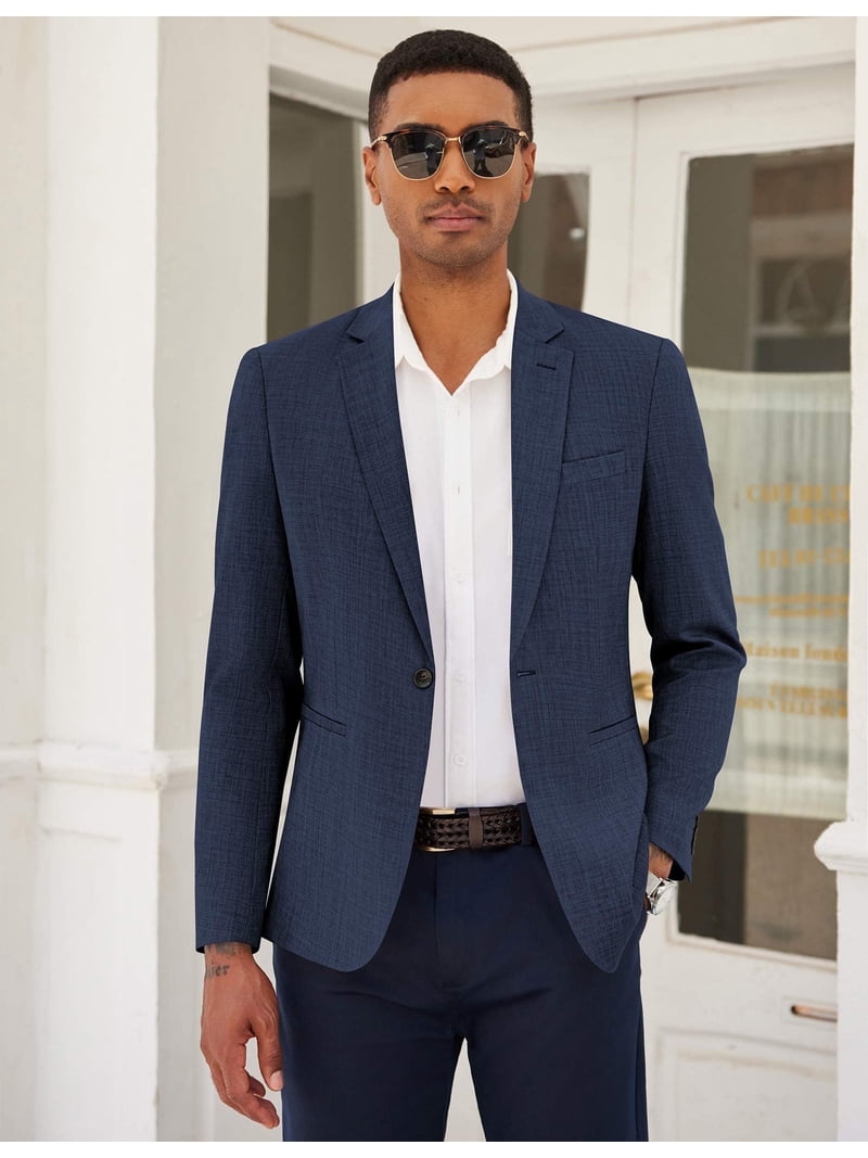 casual dress coat Wrinkle-Resistant Palazzo Sport Coat Navy