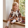 thumbnail image 4 of Yaoqi 2T Toddler Girl Dress 3T Child Girls Winter Clothing Ruffle Long Sleeves Plaid A-line Dress Bowknot One-piece Clothes Brown, 4 of 7