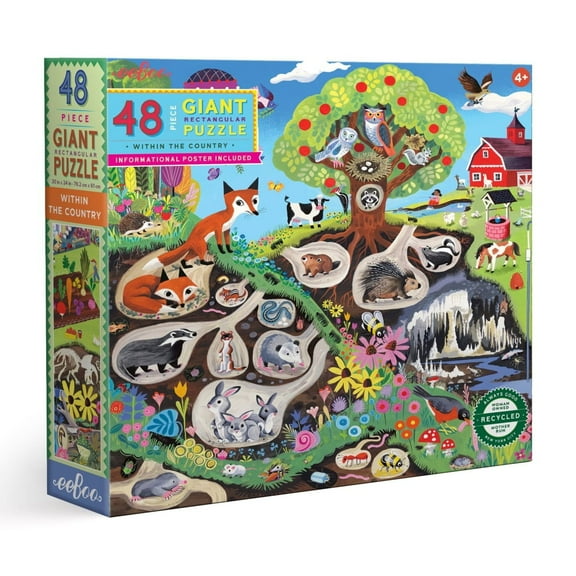 eeBoo Within the Country 48 Piece Giant Floor Jigsaw Puzzle, 30" x 24" Puzzle, Ages 4 and Up