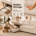 thumbnail image 6 of Naomi Home Living Room Collection L-Shaped Solid Print Air Leather Reclining and Storage Sectional Sofas with Sofa and Chaise, Beige, 6 of 9