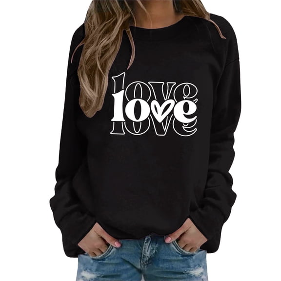 FKMJH Valentine's Day Sweatshirt for Women Valentine's Day Graphic Sweatshirt Comfortable Pullover Gifts for Girlfriend Cute Love Heart Graphic Hoodie Gifts for Valentine's Day