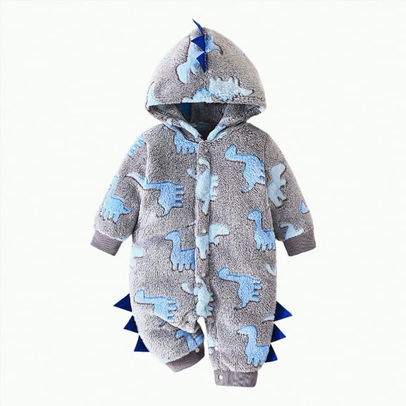 mgoYE Newborn Baby Boy Clothes Color Block Long Sleeve Zipper Hooded Romper Fall Winter One Piece Outfits(Grey,12-18 Months)