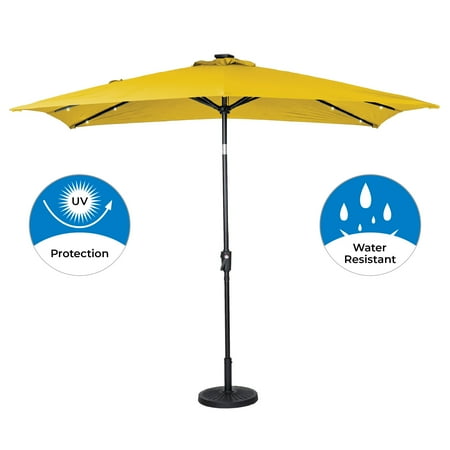 Sun Ray - 9'x7' Rectangular Solar Lighted Umbrella - Royal Blue