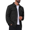thumbnail image 5 of Men's Casual Shacket Button Long Sleeves Trucker Jacket for Everyday Wear L Black, 5 of 6