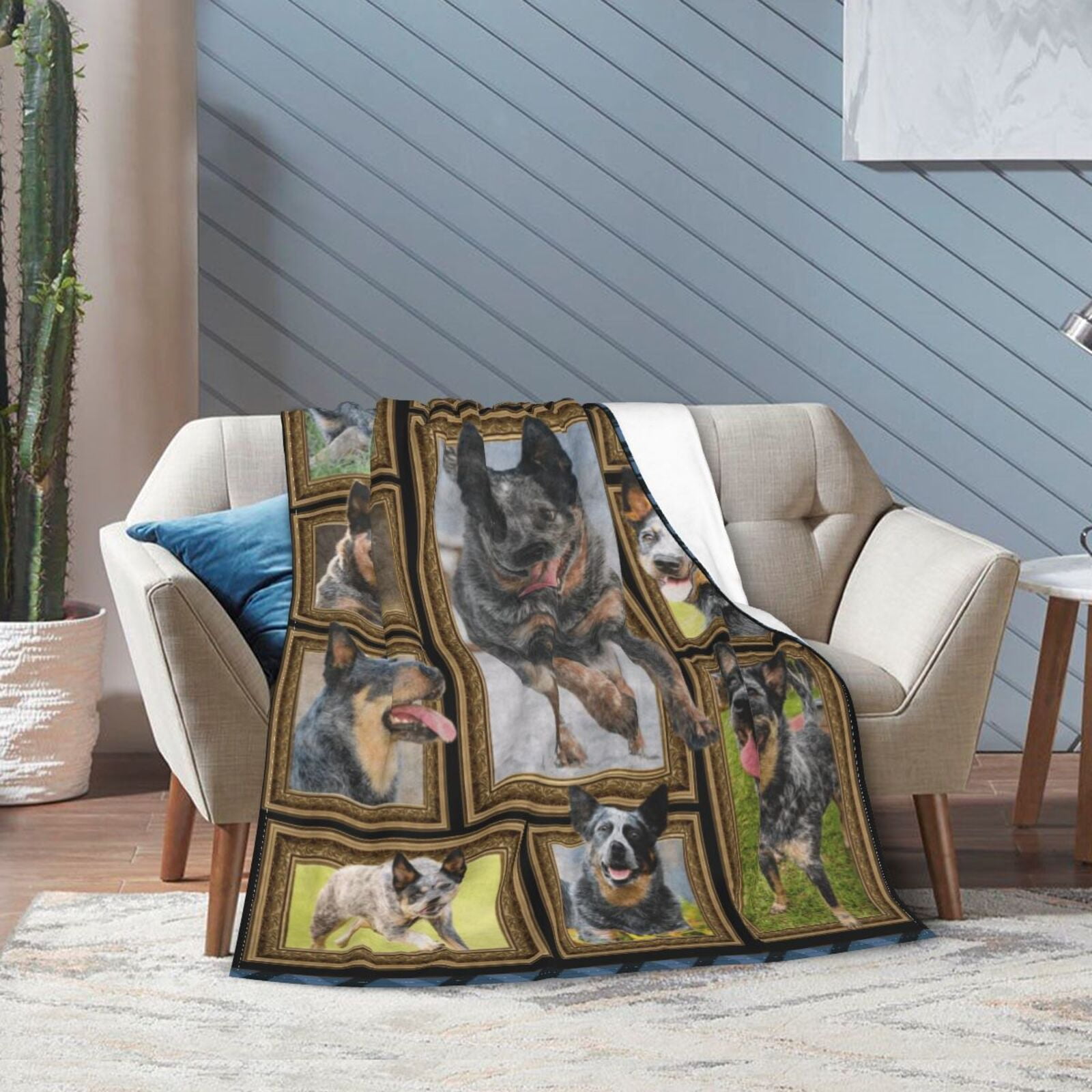 Wijzvio Australian Cattle Dog Throw Blanket Soft Fuzzy Fleece Blanket For Couch Bed Living Room Decoration 50"X40"