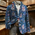 thumbnail image 6 of oelaio Men's Ugly Christmas Blazer Corduroy Xmas Print Holiday Party Jacket Two Button Slim Fit Business Office Blazers with Pockets Blue S, 6 of 8