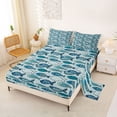 thumbnail image 2 of jejeloiu Watercolor Fish Print Bed Sheets,Coastal Pattern Full Size Sheets For Boys,Blue White,4pcs,1 Flat Sheet, 1 Fitted Sheet and 2 Pillowcases, 2 of 6