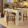 thumbnail image 3 of U_Style-CA Modern Counter Height Table with Foldable Top, Marble-Pattern Surface, 2-Door Storage Cabinet, Adjustable Shelf, Side Hooks & Aluminum Handles, for Dining Room (Chairs Not Included), 3 of 5