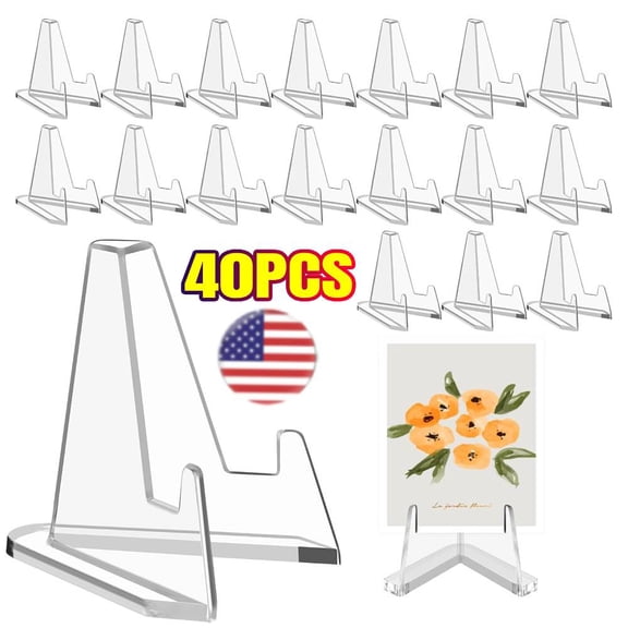 40 Packs Card Display Stand, Clear Acrylic Mini Easel Stand, Premium Acrylic Sports Card Holder, Trading Card Stand, Card Stands for Sports Cards, Graded Card Display, 2.2 Inch Tall