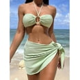 thumbnail image 5 of Women's 3 Piece Bathing Suits Halter Ring Bikini Set with Cover Up Skirt, 5 of 6