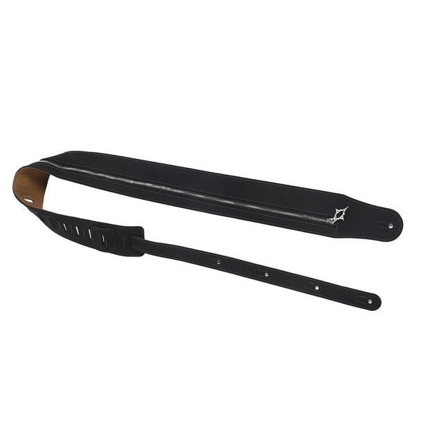 Correa De Guitarra De Cuero Suave Con Cremallera Punk Universal De 2,8 Pulgadas De Ancho Con 10 Orificios De Ajuste Para Guitarras Eléctricas Acústicas Y Bajos