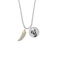 thumbnail image 2 of Delight Jewelry Goldtone Large Crystal Sabre Tooth Silvertone Script Initial Disc - Y - Charm Necklace, 20"+3", 2 of 4
