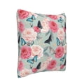 thumbnail image 2 of Bingfone Roses and Butterflies Linen Throw Pillow Covers Cushion Case Pocket Button Vintage Farmhouse Pillowcase-16"x16", 2 of 9