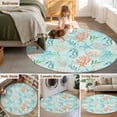 thumbnail image 5 of Round Rugs 5Ft, Teal Red Coastal Round Area Rug Washable Indoor Throw Carpet, Nautical Seahorse Beach Coral Starfish Soft Non Slip Circle Rug for Cabinet Bathroom Home Decor Aesthetic, 5 of 8