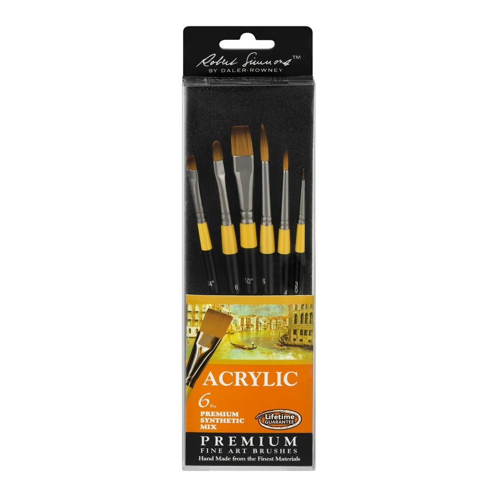 DalerRowney Robert Simmons Acrylic Premium Fine Art Brush Set, 6 Piece