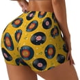 thumbnail image 2 of Kdxio Retro Vinyl Records Print Workout Shorts for Women Seamless Soft Smooth Gym Yoga Scrunch Active Shorts, 2 of 5