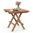 thumbnail image 1 of Gymax Table d'Appoint Pliante en Bois de Teck d'Indonésie, Teck, 1 Unité, 1 of 10