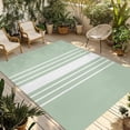 thumbnail image 2 of Outdoor Rug 3x5 ft Sage Green Vertical Stripes Outdoor Large Area Rug Non Slip Rubber Classic Striped Front Door Mat RV Rug Camping Carpet Patio Outdoor Rugs for Backyard Balcony Deck Porch Indoor, 2 of 9