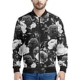 thumbnail image 2 of Chaquetas con gráficos de rosas de moda para hombres, sudaderas casuales de tendencia de manga larga con estampado floral 3D, ropa de calle holgada, chaqueta bomber genial, 2 of 4
