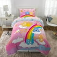 thumbnail image 2 of Care Bears Kids 4 Piece Pink Rainbow Reversible Comforter, Bed in a Bag, Twin, 2 of 10