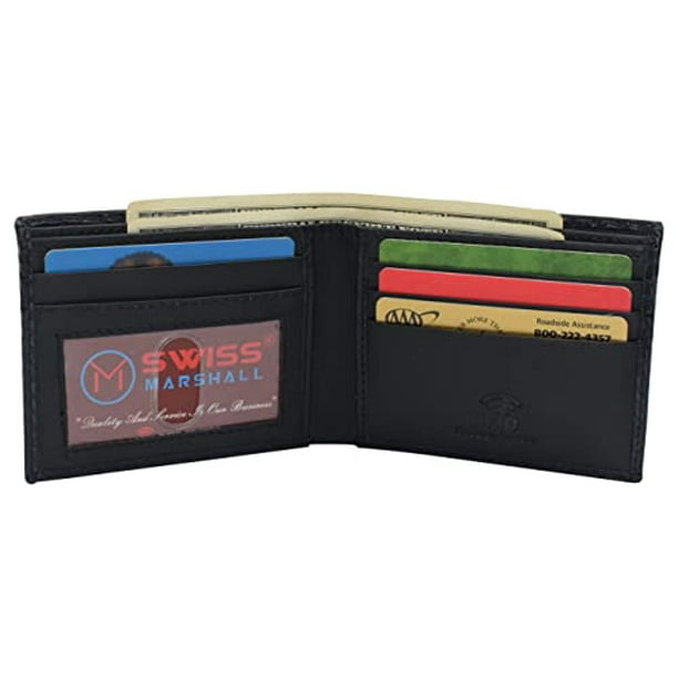 Carbon Fiber Mens Leather Wallet with ID Window Slim RFID Bifold Travel