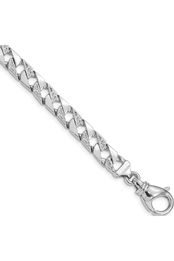 14K White Gold 7.5mm Hand Polished Fancy Link Chain (8 X 7.5) Made In Peru wlk394-8