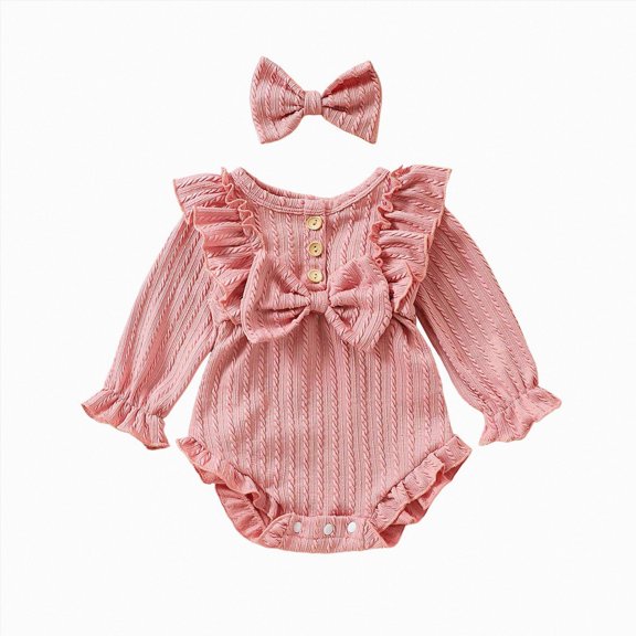 Ccpelsie Newborn Baby Girl Clothes Ruffle Jumpsuit Romper Infant Coming Home Outfit for Baby Girl(Red,0-3 Months)