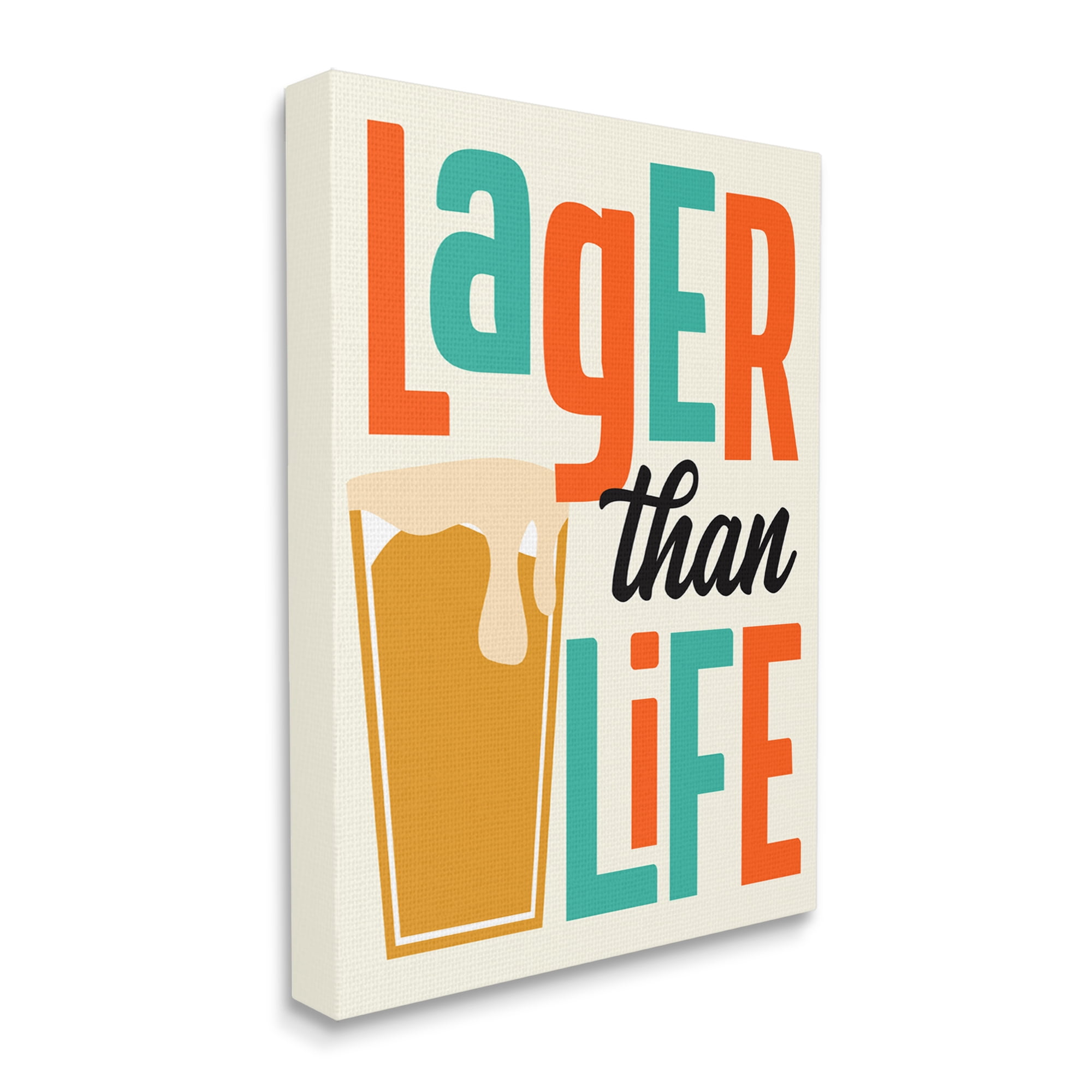 Stupell Industries Vintage Lager Than Life Food & Beverage Painting Gallery Wrapped Canvas Art Print Wall Art, 36 x 48