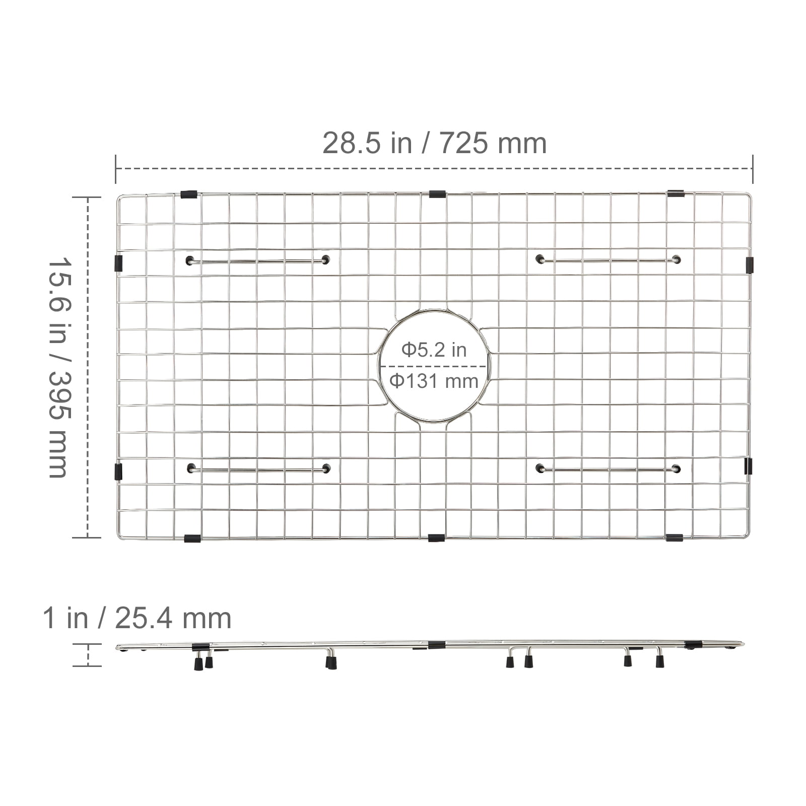 BENTISM Sink Protector Grid For Kitchen 28.5" L x 15.6"W Stainless Steel Drain Rack
