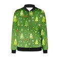 thumbnail image 4 of Chaqueta informal de manga larga sin capucha y con capucha para mujer, moderna, con estampado navideño, con cremallera y bolsillo, de poliéster., 4 of 4