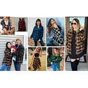 Fantaslook Plaid Flannel Shirts for Women Oversized Long Sleeve Button Down Shirts Blouses Tops