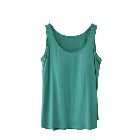 HongQid Modal Soft Sleeveless Shirts for Women Crew Neck Yoga Tee Summer Flowy Tank Tops with Chest Padded