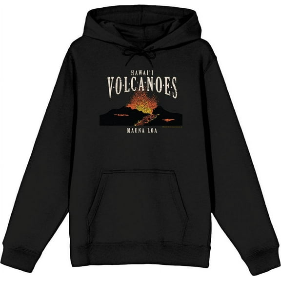 Adventure Society Hawaii Volcanoes Adult Black Long Sleeve Hoodie-Medium