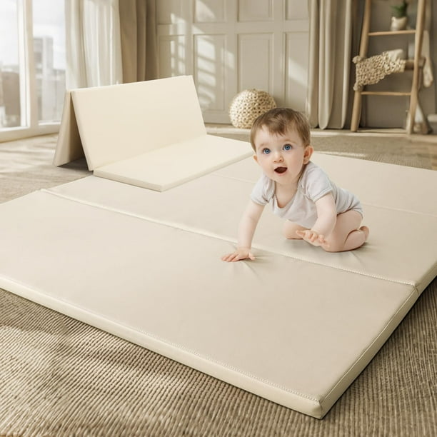 Alfombrilla de espuma para bebés TODIBY, piel sintética, impermeable, color beige