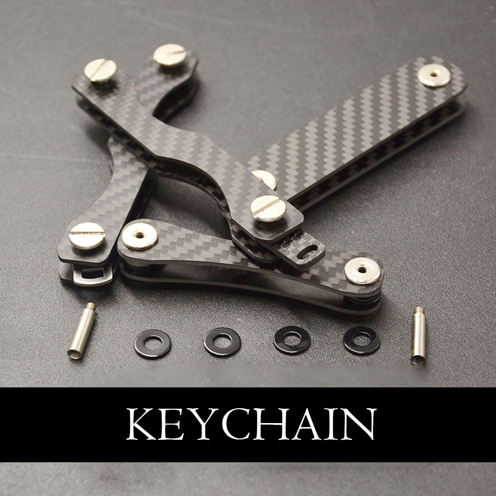 Carbon Fiber Light Weight Pocket Keychain DIY Key Clip Storage EDC Tool 