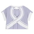 thumbnail image 7 of Zanarzt Summer Tops for Teens Girls Athletic Oversized Crop Tops Kids Drop Shoulder Short Sleeve T Shirts Workout Tees 9-10 Years,Purple, 7 of 7