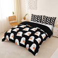 thumbnail image 3 of Homewish Cartoon Pumpkin Ghost Duvet Cover Queen for Kids, Vintage Fall Halloween Queen Bedding, Black Reversible, 3 Pieces, 1 Duvet Cover and 2 Pillowcases, 3 of 6
