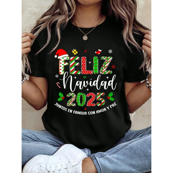 Feliz Navidad 2025 Matching Family Spanish Christmas Mexican T-Shirt, Graphic Tees Women